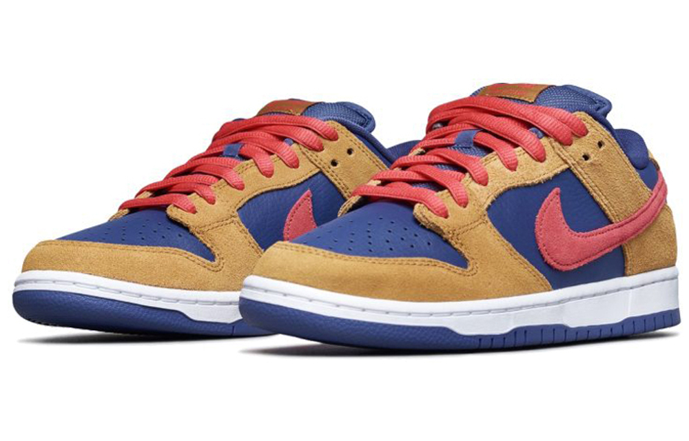 Nike Dunk SB Pro Papa Bear non-slip low-top sneakers for men and women with the same brown, red and blue