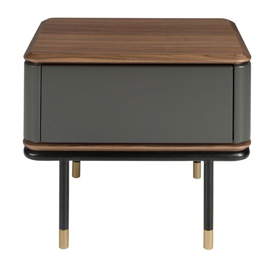 Прикроватная тумбочка 7170/CP2308H из темно-серого дерева с ореховым топом