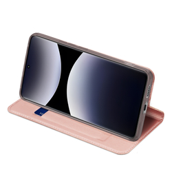 Чехол книжка из PU кожи розового цвета от Dux Ducis для Xiaomi Redmi Note 14 Pro 4G, серия Skin Pro Series Case