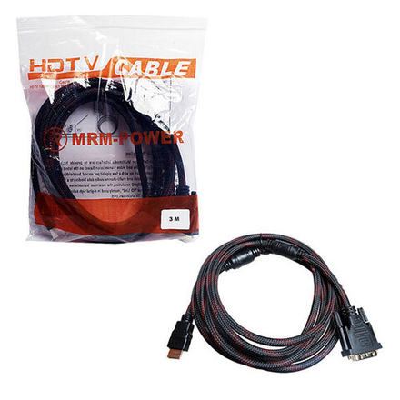 Кабель HDMI-DVI-D M/M 3м (в оплетке)