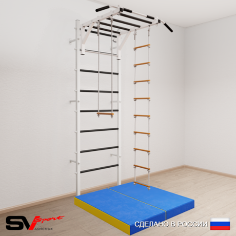 Шведская стенка Sv Sport 5384 (Турник рукоход/Лестница/Трапеция/Мат 1м)