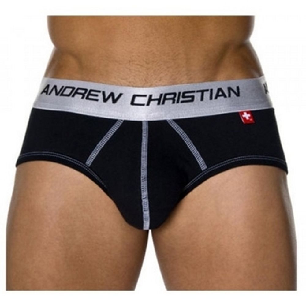 Мужские трусы брифы черные с пуш-ап Andrew Christian Black Shock Jock Brief