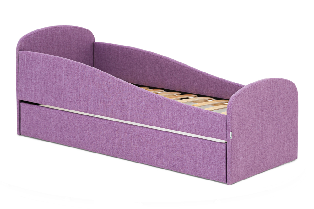 Детская мягкая кровать с ящиком Бельмарко Letmo черничный мусс рогожка
