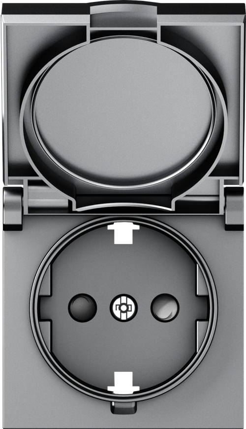 Накладка для розетки Schuko с заземлением, с крышкой, 16A 250 В~, матовый серый, серия A07