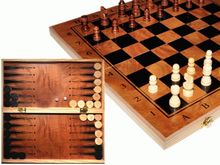 Игра &quot;3 в 1&quot; (нарды, шахматы, шашки). Материал:  дерево. Размер доски 34х34 см. :(S3828):