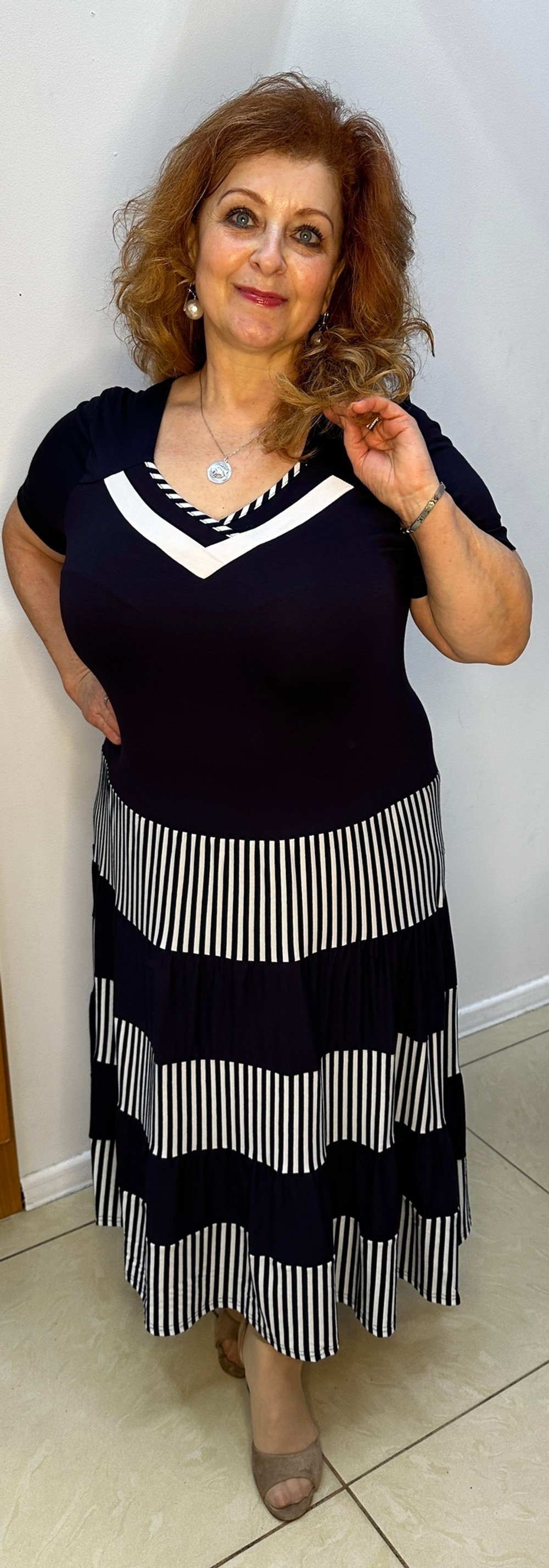 Трикотажное комбинированное платье