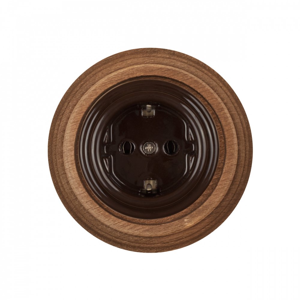 Розетка с З.К., керамика, цвет коричневый B1-101-02