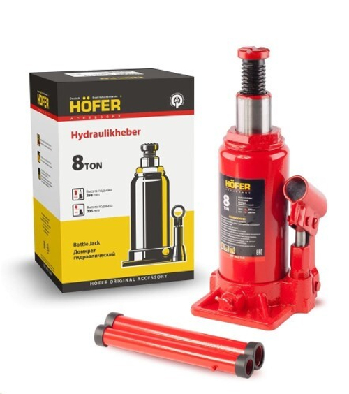 Домкрат гидрав. 8 т. выс. 205-390 мм (в коробке) (HOFER)