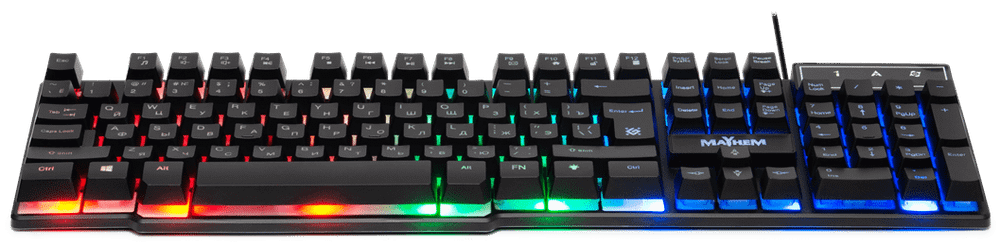 Клавиатура проводная игровая Defender Mayhem GK-360DL, ENG/RUS, USB, RGB подсветка, НОВИНКА!