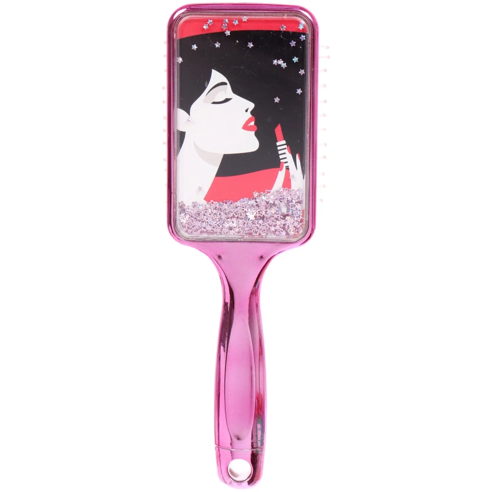 Расческа массажная зеркальная «Animals», принт девушки, микс 4 цвета, 7*23.5см, (блистер Ultramarine)