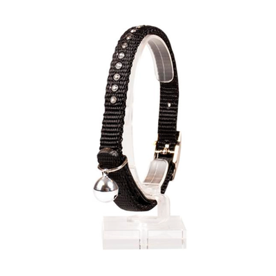 Duvo+ ошейник для кошек нейлоновый "стразы", чёрный, 20-30см/10мм
