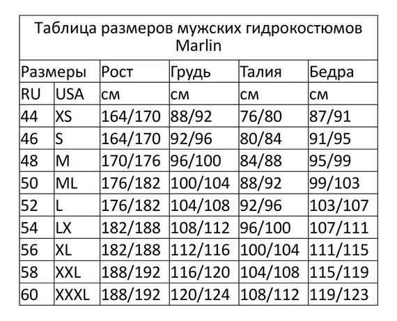 Гидрокостюм Marlin TEN черный 5 мм