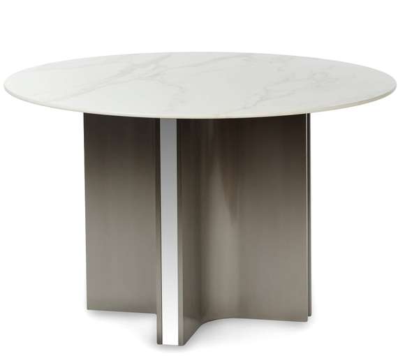 Обеденный стол Helixia Ø120 см, белая керамика