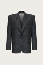 ЖАКЕТ ИЗ СЕРОЙ КОСТЮМНОЙ ШЕРСТИ