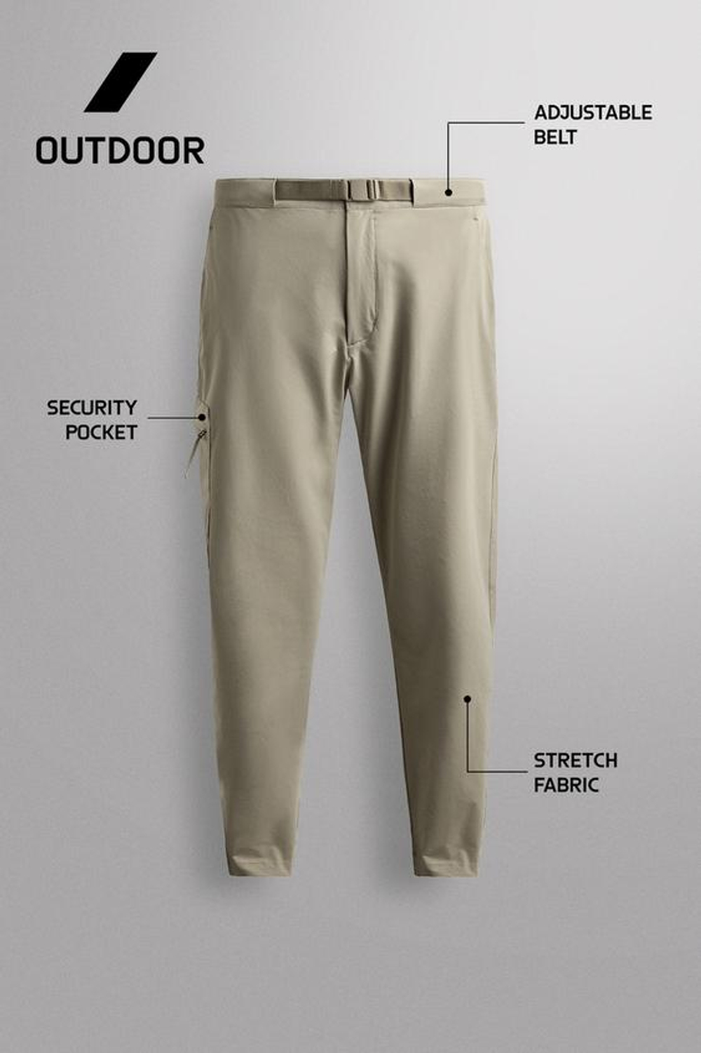 ZARA БРЮКИ КАРГО ДЛЯ ТРЕККИНГА ИЗ ВЫСОКОТЕХНОЛОГИЧНОЙ ТКАНИ, ПЕСОЧНЫЙ