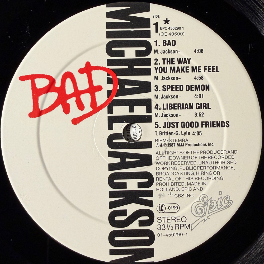 Michael Jackson - Bad (Голландия 1987г.)