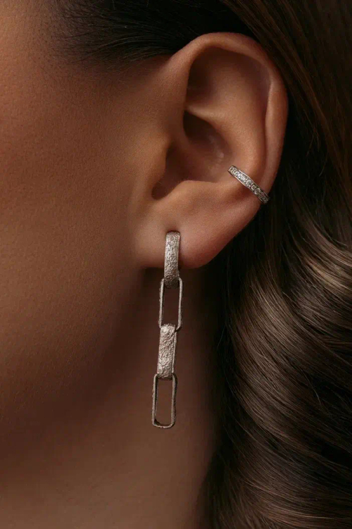 Серьги ''Цепи'' сатинированные