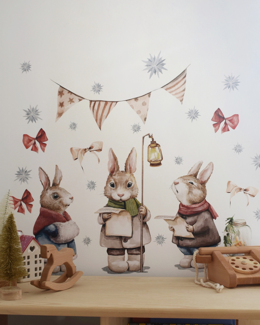 Новогодние наклейки для окон, стен и мебели ХОР ЗАЙЧИКОВ