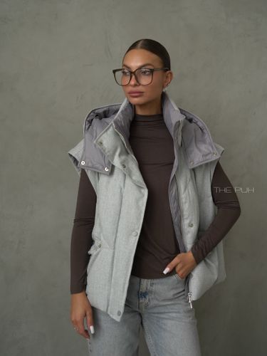 Серый пуховик-трансформер на молнии