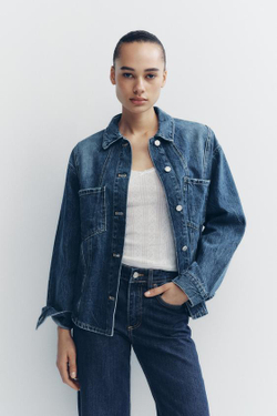 ZARA ДЖИНСЫ TRF WIDE LEG СО СРЕДНЕЙ ПОСАДКОЙ, МОРСКОЙ СИНИЙ