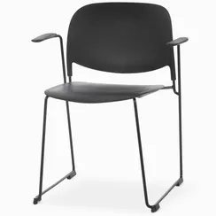 Стул штабелируемый Stacks с подлокотниками черный