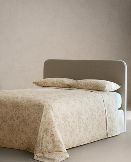 ZARA HOME ПОДОДЕЯЛЬНИК С ЦВЕТОЧНЫМ ПРИНТОМ, БЕЖЕВЫЙ