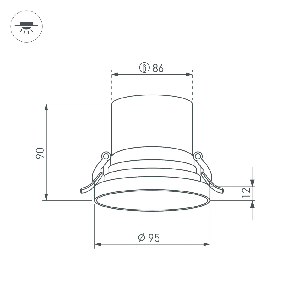 Светильник MS-VOLCANO-BUILT-R95-15W Warm3000 (BK, 38 deg, 230V) (Arlight, IP20 Металл, 5 лет) 035447