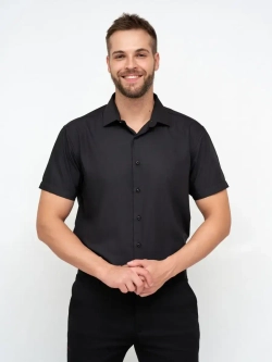 Рубашка приталенная с коротким рукавом