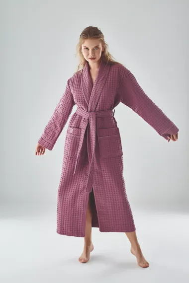 Женский вафельный халат 4230 сухая роза
