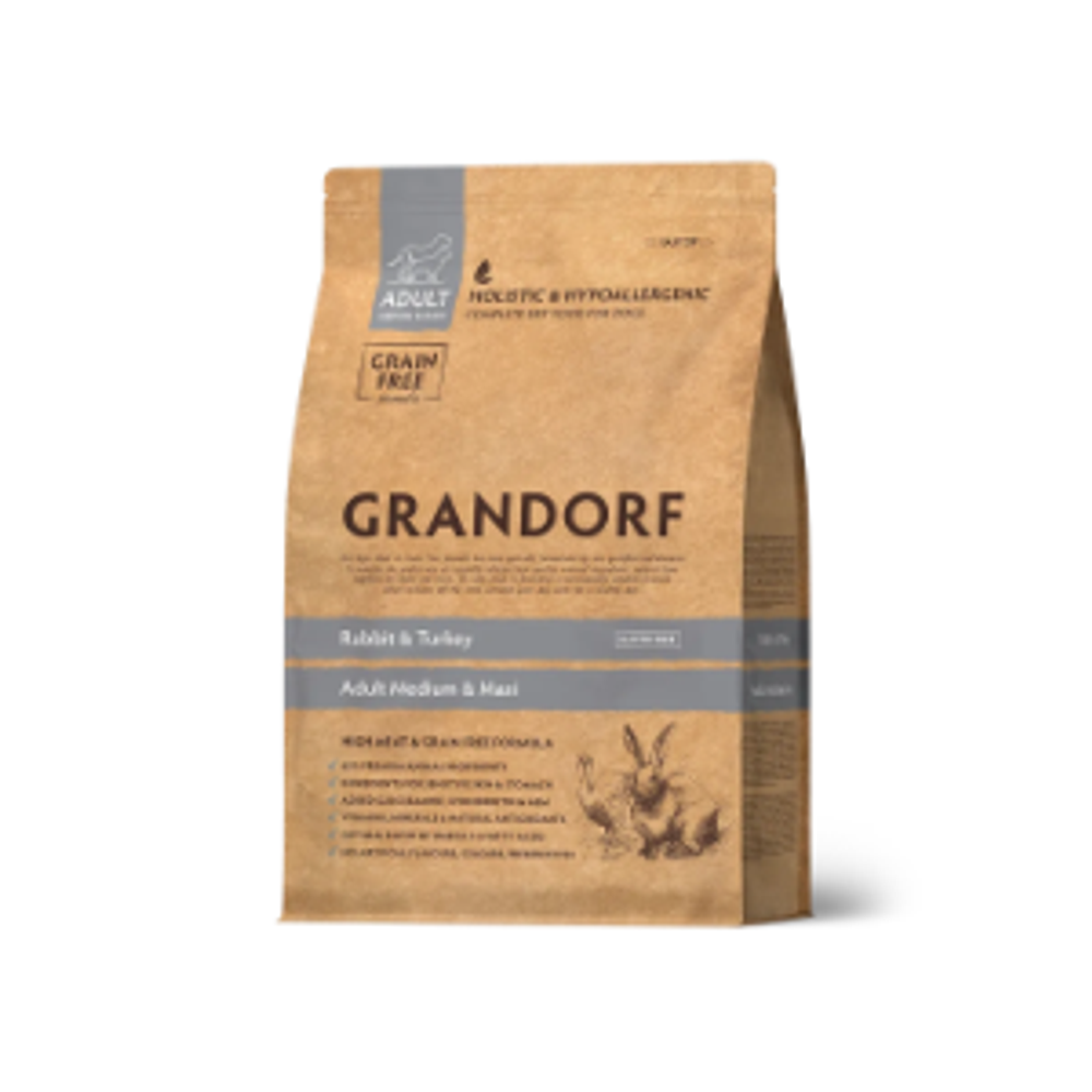 Сухой корм GRANDORF DOG Rabbit&Turkey MED&MAXI Кролик с индейкой для взрослых собак средних и крупных пород 3кг
