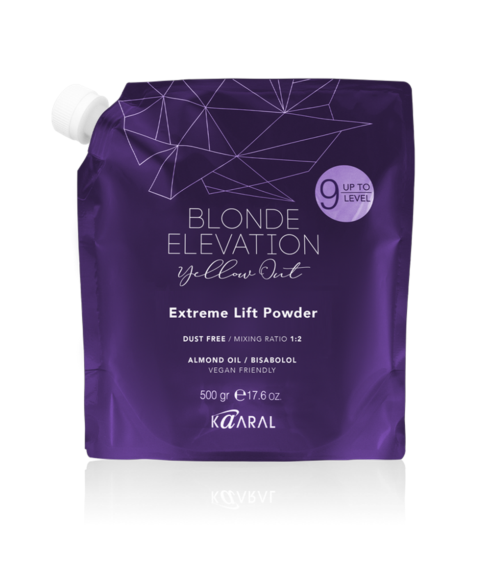 Пудра обесцвечивающая KAARAL Blonde Elevation Yellow Out Extreme Lift Powder сиреневая - 500 г.