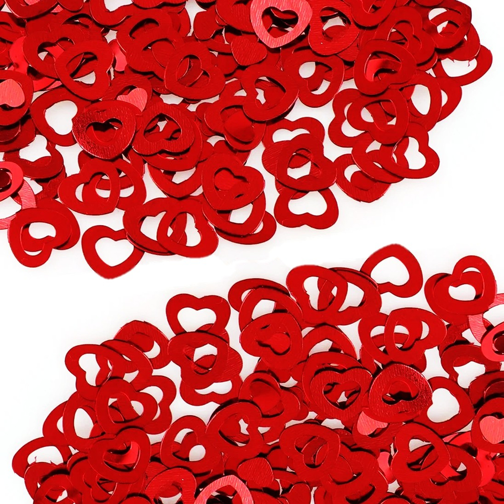 Конфетти «Сердца» двойные в красном цвете, 14 гр