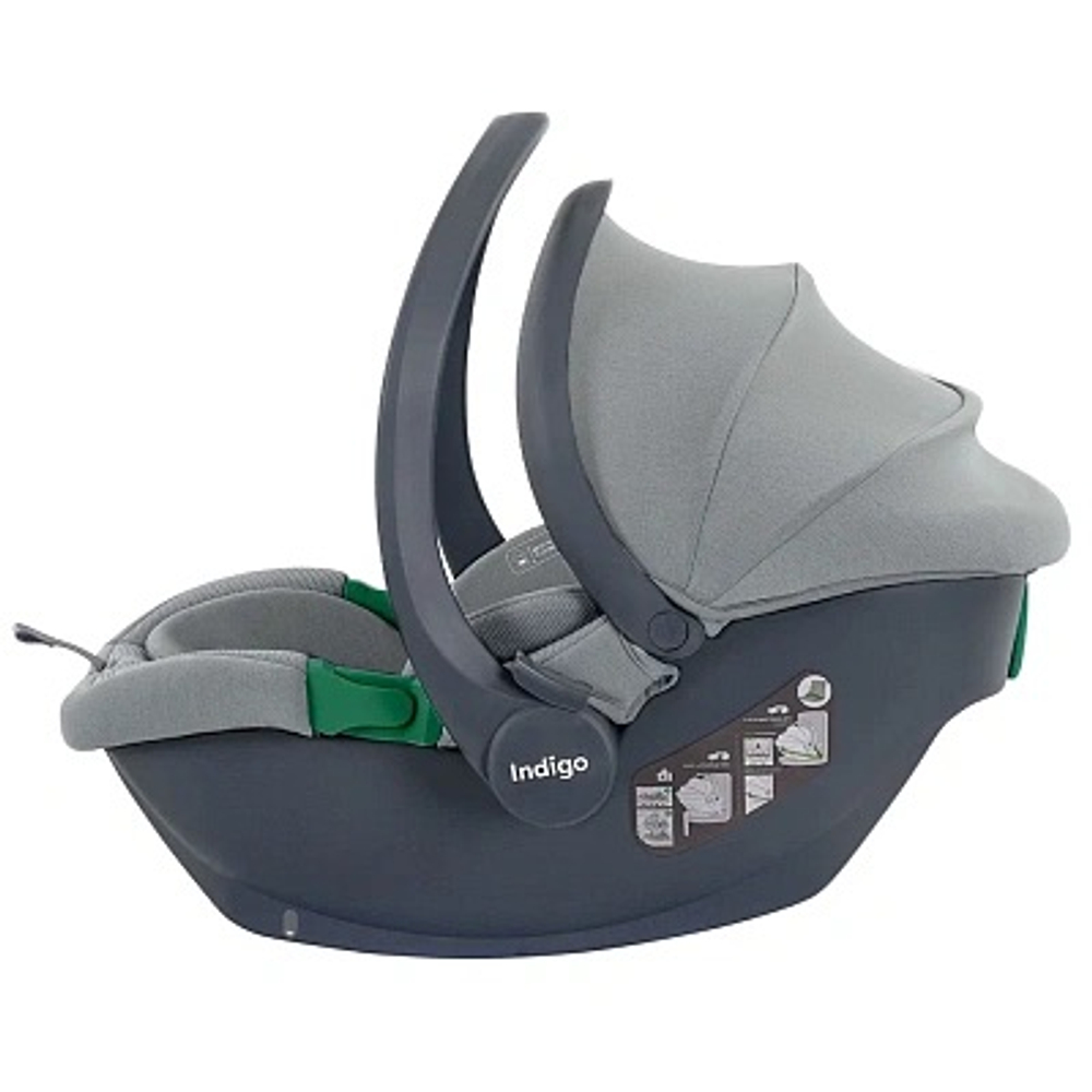 Автолюлька Indigo Minky I-Size с базой 0+ (40-87см) светло-серый