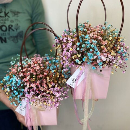 Сумочка с цветной гипсофилой