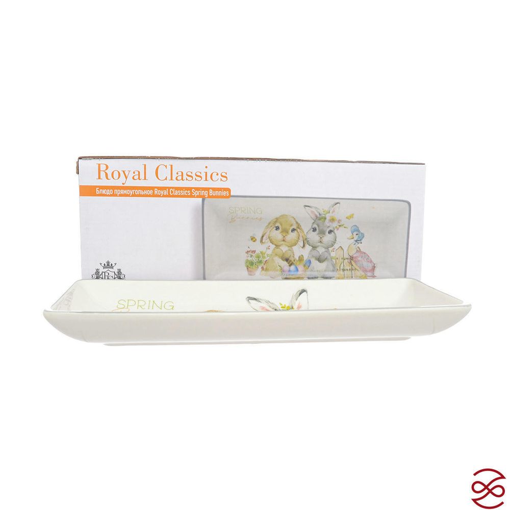 Блюдо прямоугольное Royal Classics Spring Bunnies 28*12*3,2 см