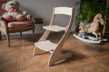 Растущий стул «Павлин» для письменного стола - БЕЗ покраски (прозрачный лак), Деревянный 49x47x85