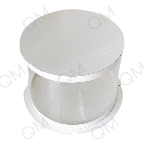 Прозрачная круглая коробка-тубус D-40 см h-42.5 см белая, 1 шт