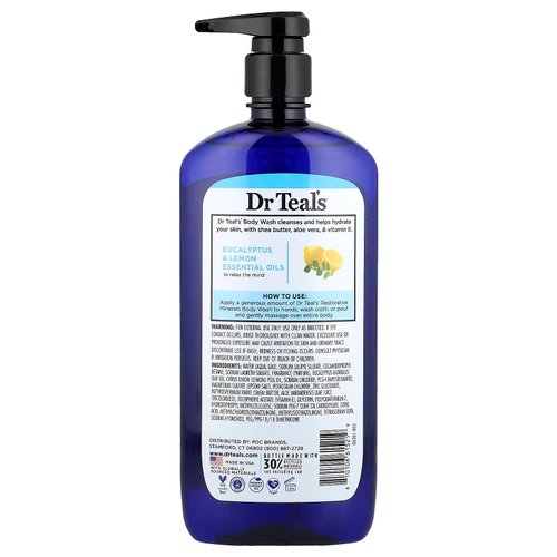 Dr. Teal's, гель для душа с чистой английской солью, восстанавливающие минералы, 710 мл (24 жидк. унции)