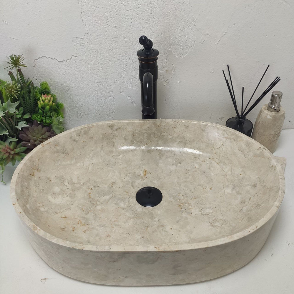 Раковина из мрамора Oval Cream Big OM-61548 60*40*13