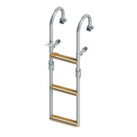 Трап складной с горизонтальным креплением, 3 ступени ироко (ширина 215мм.)