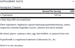 L-Tryptophan 500 мг 60 капсул Jarrow Formulas