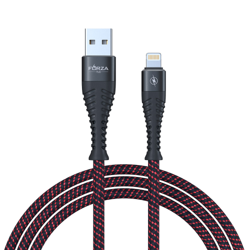 Кабель для зарядки USB(A)-iP FORZA Венеция, 1м, 2А, тканевая оплётка, 3 цвета, пакет