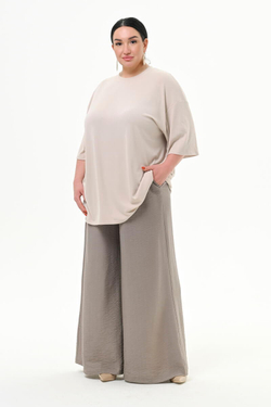 Футболка из вискозы в рубчик сливочная