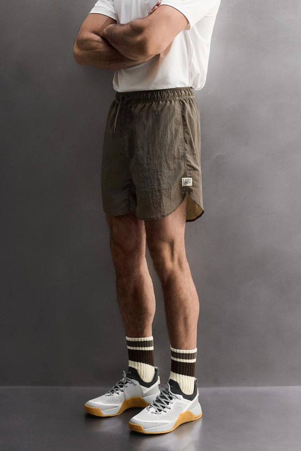 ZARA ШОРТЫ ДЛЯ ТРЕНИРОВОК 2 В 1, КОРИЧНЕВЫЙ