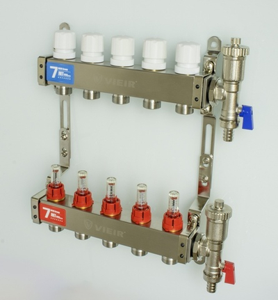 Колл. группа БЕЗ КРАНОВ (КВАДРАТ,нерж) с расход.  5-вых. ViEiR (5/1шт) Т