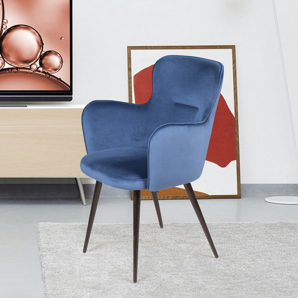 Стул с подлокотниками King, бархат синий 29