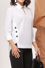 Блузка белая с черными пуговицами DStrend (Акция)