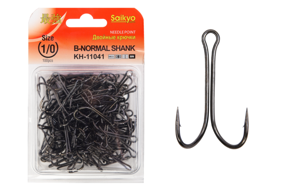 Крючки Saikyo двойн.Normal Shank KH-11041  №1/0 BN (100шт)