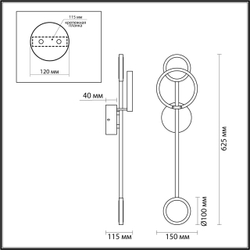 4321/16WL MIDCENT ODL22 453 металл/черный с бронзой Настенный светильник IP20 LED 16W 555Лм 3000K DENZEL