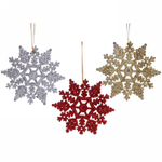 Подвески в блестках «Снежинки малые» 8см (набор 3шт), микс